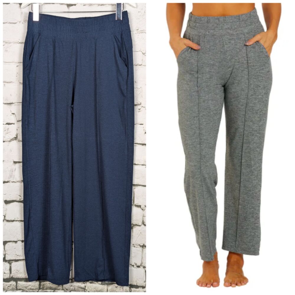 ZOBHA "Josie" Pull-On Elastic Waist Yoga Pant Pockets Navy Blue Comfort Large